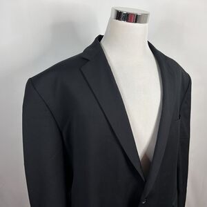 Stafford 54R Big & Tall Sport Coat 100% Wool Black Two Button Double Vented